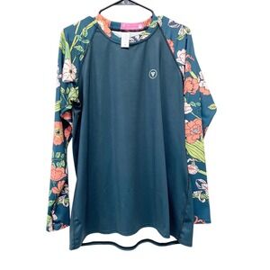 Berry Jane Women's Seychelles Floral UPF 50 Long Sleeve Swim Rash Guard Size 3XL